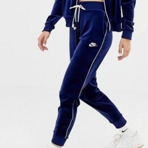 NIKE WOMEN'S NSW TRACK VELOUR BLUE CASUAL JOGGER ANKLE PANTS SIZE XL